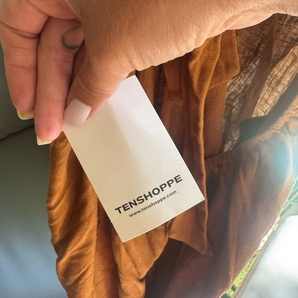 Aakaa Women's Linen Maxi Halter Dress in Rust Orange - Sz Large - Picture 3 of 5